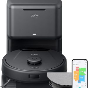 eufy L60 Hybrid Robot Vacuum with Self Empty Station, Hair Detangling Technology, Up to 60 Days of Hands Free Cleaning, Ultra Strong 5,000 Pa Suction to Remove Hair, Dust, Mop Pad
