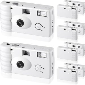Treela 6 Pack of Disposable Camera for Wedding Bulk Bachelorette Single Use Flash 35mm 17 Film 200iso Camera for Birthday Concert Travel Anniversary Party Supply Favor Vacation Gift (White,Classic)